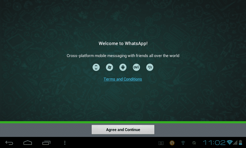 Welcome Screen - Whatsapp For Android Install Whatsapp app on Android Tablet