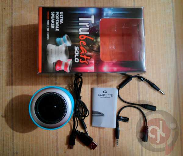 Amkette Trubeats Solo - Review 2 Trubeats Solo Speaker package contents